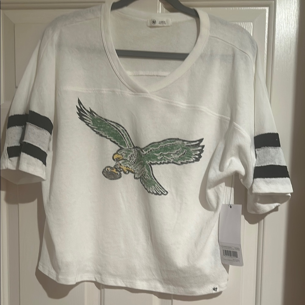 NFL White and Black Crop Boxy Jersey Top